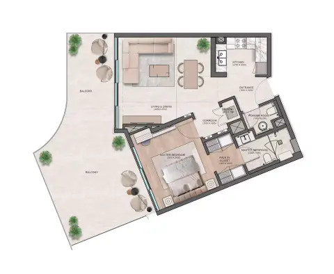 Flora Isle: Floor plan Type C, 828 sq ft