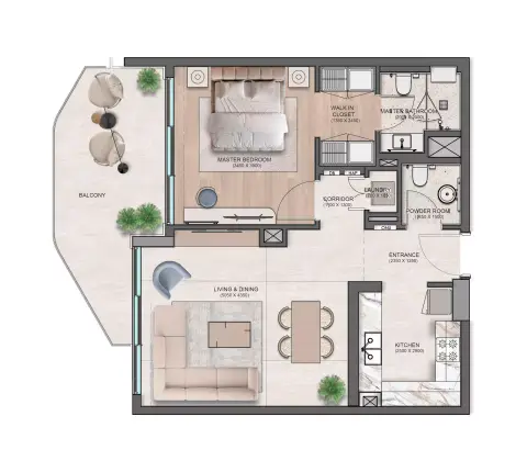 Flora Isle: Floor plan Type D, 1,163 sq ft