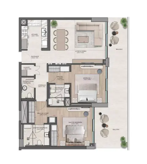 Flora Isle: Floor plan Type J, 1,182 sq ft