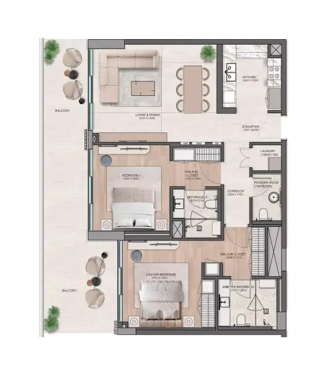 Flora Isle: Floor plan Type I, 1,182 sq ft