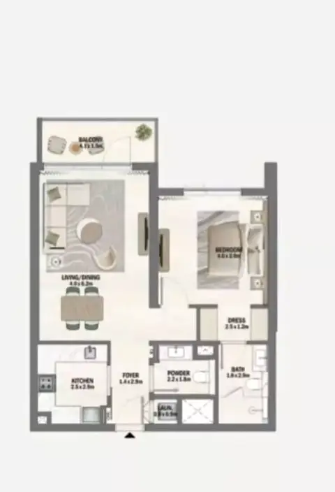 Beachfront Gates Phase 2: Floor plan Type A, 859 sq ft