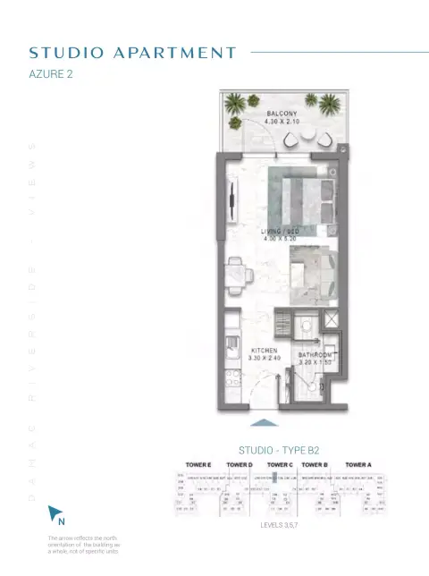 Damac Riverside Views Azure 2: फ़्लोर प्लान Type B2-Tower A:E