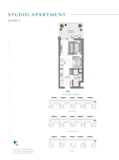 Damac Riverside Views Azure 2: फ़्लोर प्लान Type I1-Tower A:E
