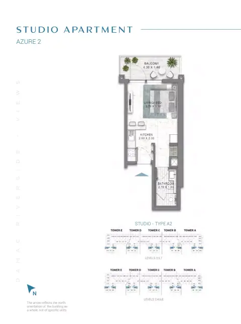 Damac Riverside Views Azure 2: फ़्लोर प्लान Type A2-Tower A:E