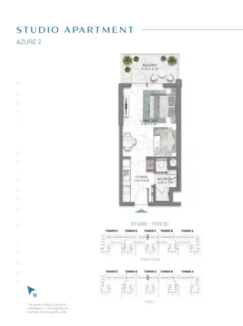 Damac Riverside Views Azure 2: फ़्लोर प्लान Type B1-Tower A:E