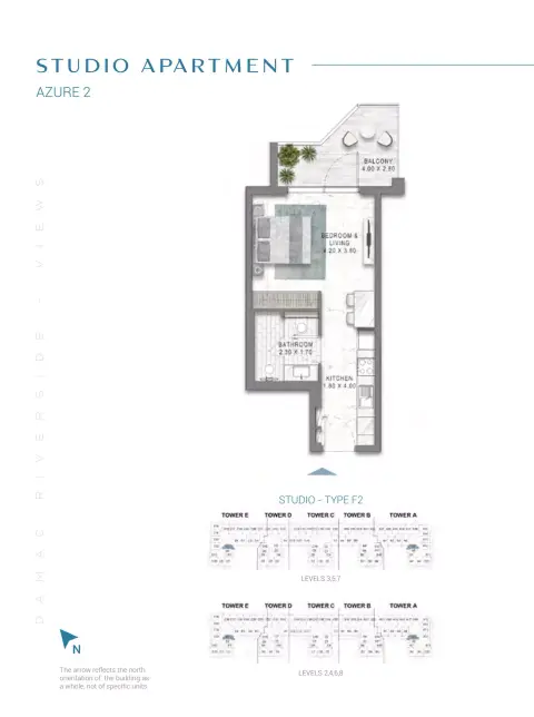 Damac Riverside Views Azure 2: फ़्लोर प्लान Type F1-Tower A:E