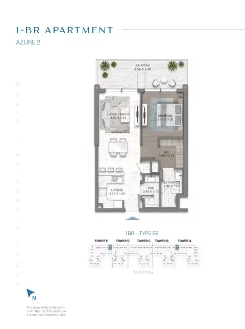 Damac Riverside Views Azure 2: फ़्लोर प्लान Type B9-Tower A:E