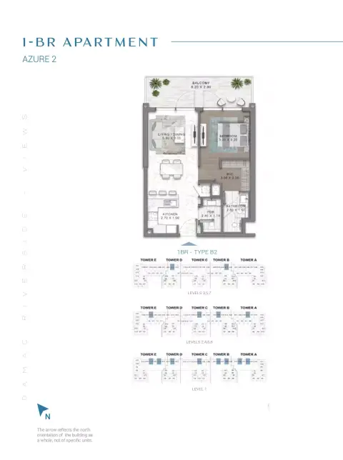 Damac Riverside Views Azure 2: फ़्लोर प्लान Type B2-Tower A:E