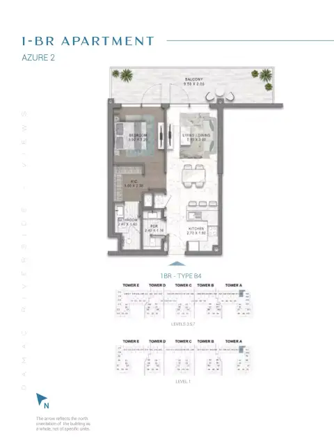 Damac Riverside Views Azure 2: फ़्लोर प्लान Type B4-Tower A:E