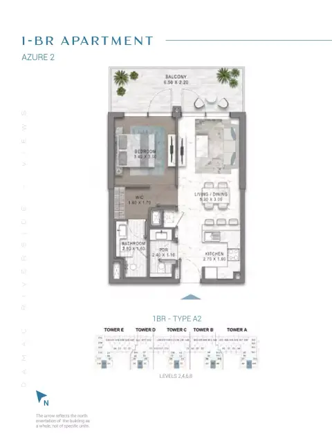 Damac Riverside Views Azure 2: फ़्लोर प्लान Type A2-Tower A:E