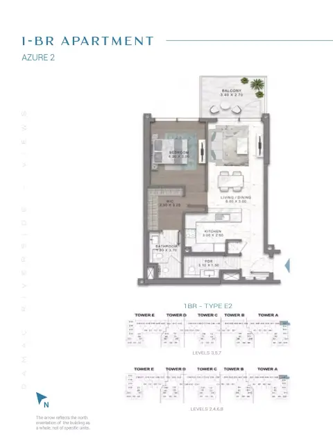 Damac Riverside Views Azure 2: फ़्लोर प्लान Type E2-Tower A:E