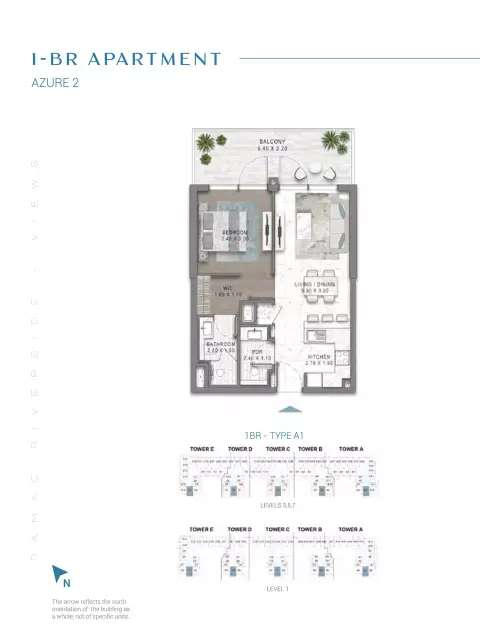 Damac Riverside Views Azure 2: फ़्लोर प्लान Type A1-Tower A:E