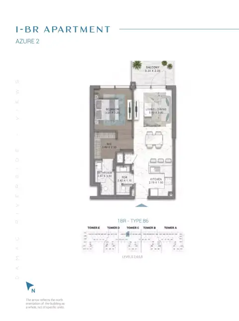 Damac Riverside Views Azure 2: फ़्लोर प्लान Type B6-Tower A:E