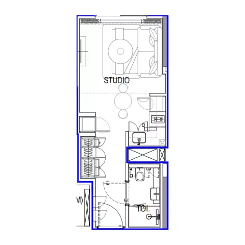 Azizi Venice 15: Floor plan Type A, 318 sq ft