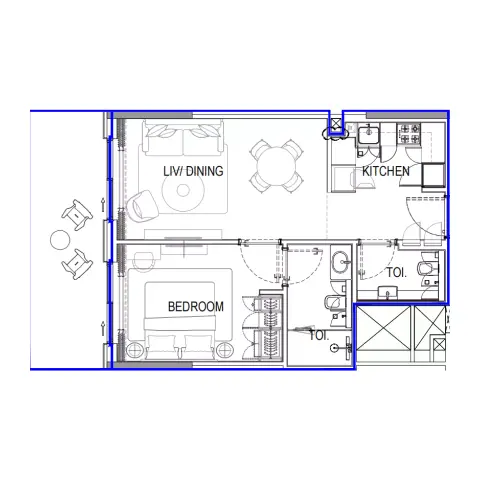 Azizi Venice 15: Floor plan Type A, 717 sq ft