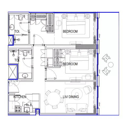 Azizi Venice 15: Floor plan Type A, 1,014 sq ft