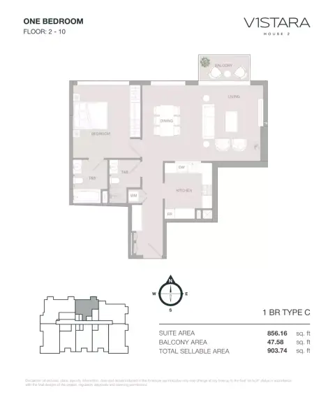 V1stara House Phase 2: Type C, 903 sq ft 户型图