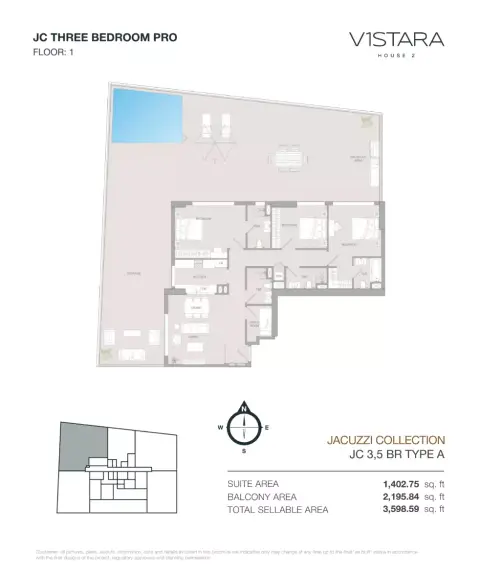 V1stara House Phase 2: Type A, 3,598 sq ft 户型图