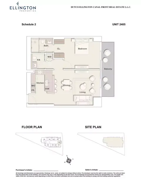 One River Point: Floor plan Type 2405, 1,060 sq ft