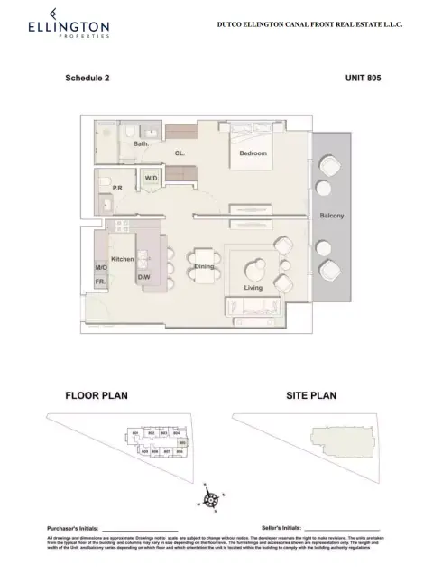 One River Point: Floor plan Type 805, 1,060 sq ft