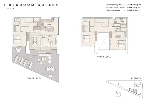 One River Point: Floor plan Type B, 3,462 sq ft