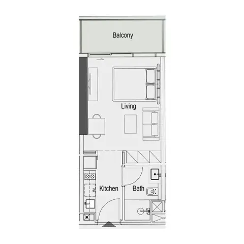 سييرا من إيمان: مخطط الطابق Type A, 417 sq ft
