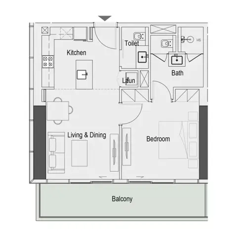 سييرا من إيمان: مخطط الطابق Type A, 789 sq ft