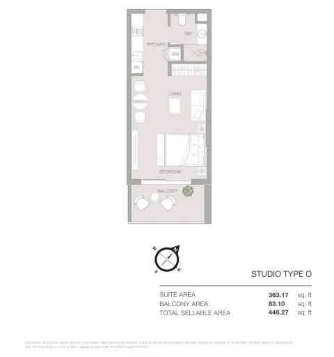 Essenlife: Floor plan Type O, 446 sq ft