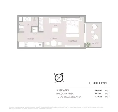 Essenlife: Floor plan Type F, 435 sq ft