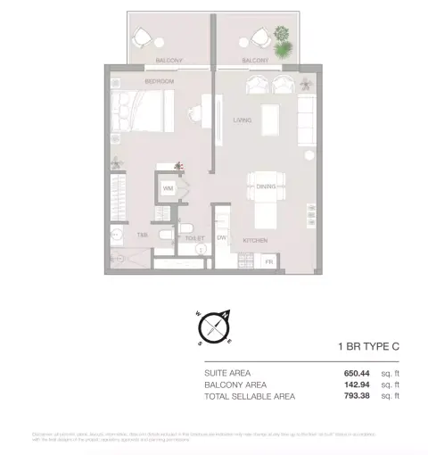 Essenlife: Floor plan Type C, 793 sq ft