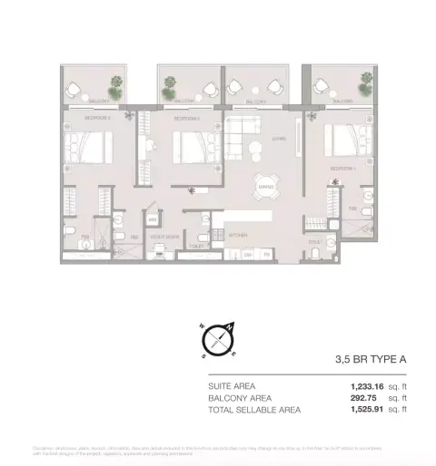 Essenlife: Floor plan Type A, 1,525 sq ft
