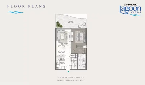 Damac Lagoon Views 13: फ़्लोर प्लान Type A, 698 sq ft