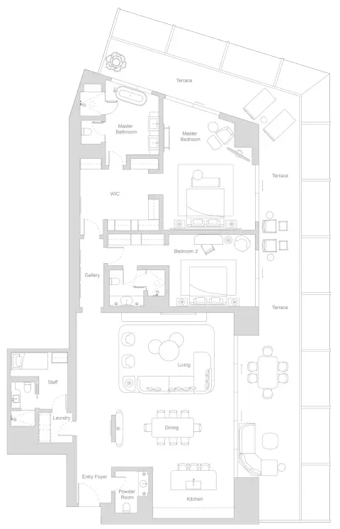 Four Seasons Private Residences at DIFC: Floor plan Type B, 3,692 sq ft