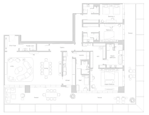 Four Seasons Private Residences at DIFC: Floor plan Type J, 4,816 sq ft