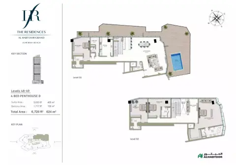 The Residences Al Habtoor Grand: Floor plan Type D -PH, 6,720 sq ft