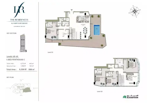 The Residences Al Habtoor Grand: Floor plan Type C -PH, 6,330 sq ft