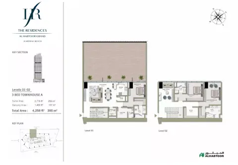 The Residences Al Habtoor Grand: Floor plan Type A -TH, 4,258 sq ft