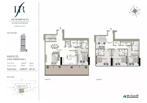 The Residences Al Habtoor Grand: Floor plan Type C -TH, 4,592 sq ft