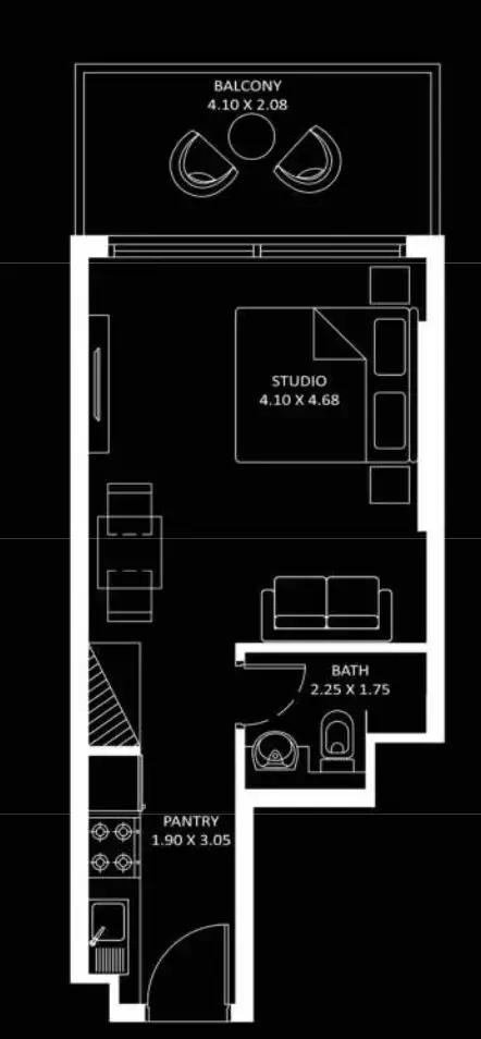 Diamondz: Floor plan Type A, 417 sq ft