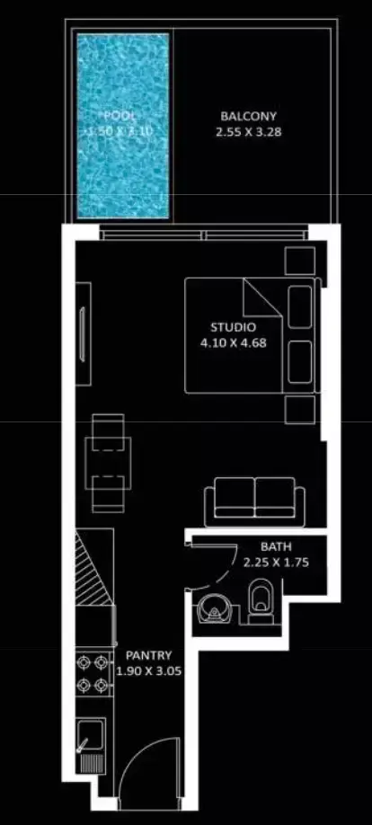 Diamondz: Floor plan Type B, 472 sq ft