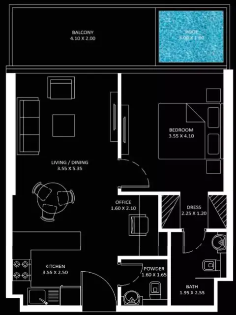 Diamondz: Floor plan Type A, 739 sq ft