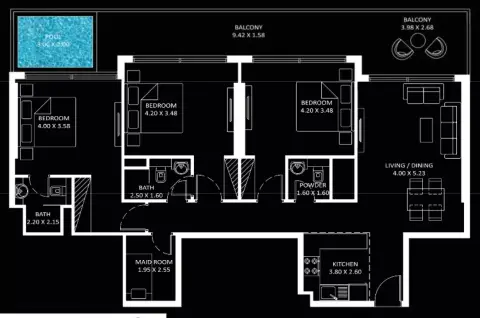Diamondz: Floor plan Type A, 1,519 sq ft