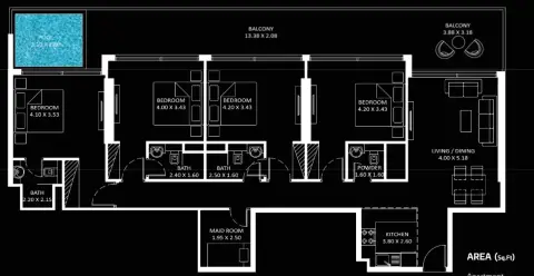 Diamondz: Floor plan Type A, 1,433 sq ft