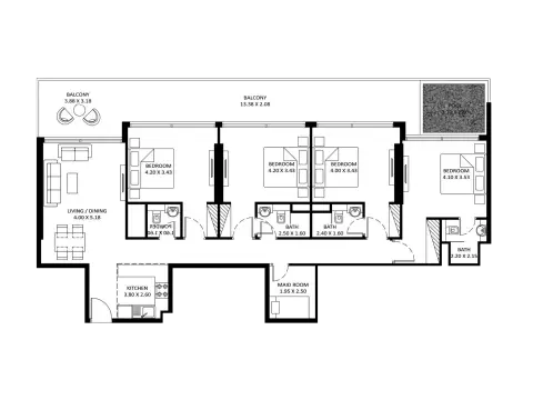 Diamondz: Floor plan Type B, 1,972 sq ft