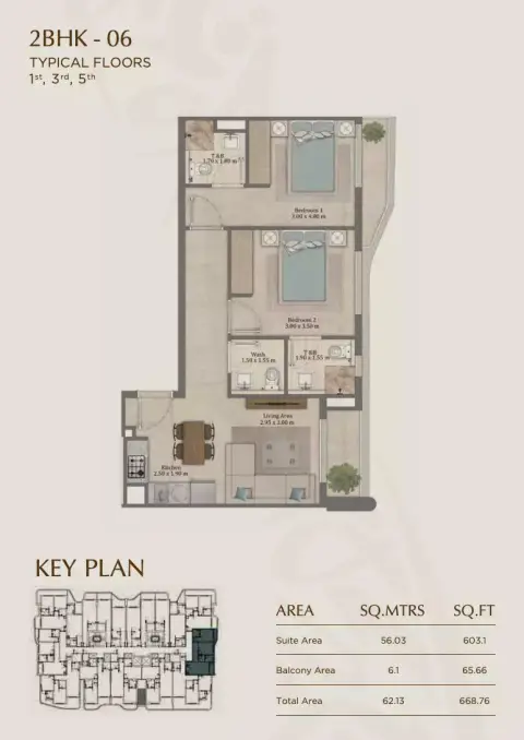 Elinor: Floor plan Type 06, 668 sq ft