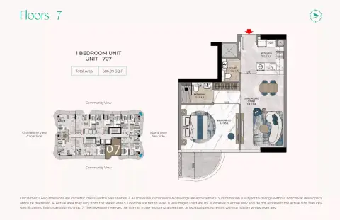 La Crystal: Floor plan UNIT - 707, 686 sq ft