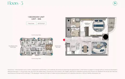 La Crystal: Floor plan UNIT - 306, 657 sq ft