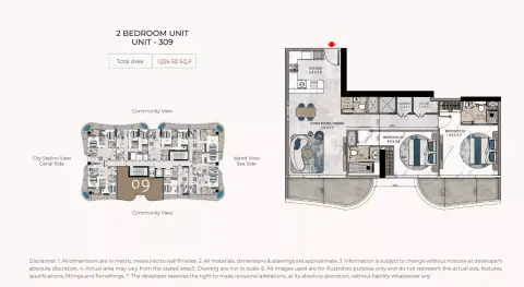 La Crystal: Floor plan UNIT - 309, 1,224 sq ft