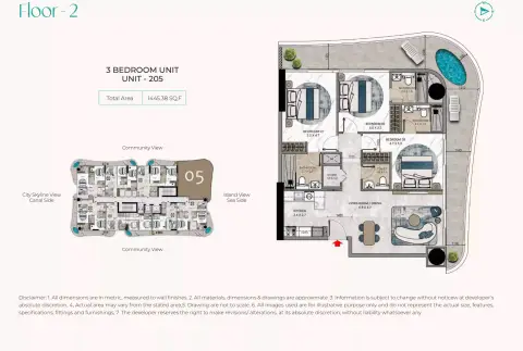 La Crystal: Floor plan UNIT - 205, 1,445 sq ft