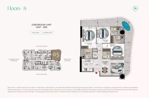 La Crystal: Floor plan UNIT - 805, 1,420 sq ft